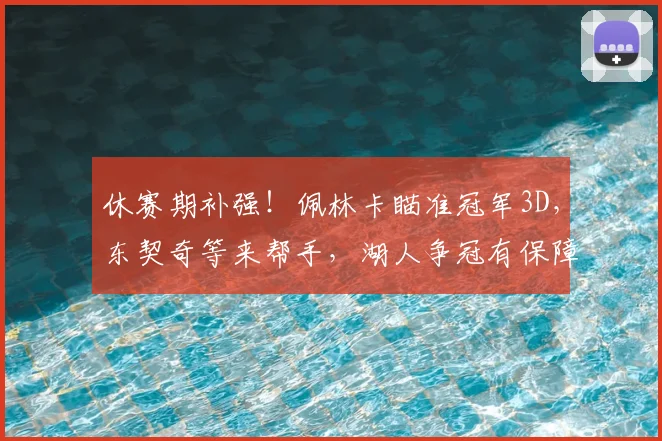 休赛期补强!佩林卡瞄准冠军3D,东契奇等来帮手,湖人争冠有保障